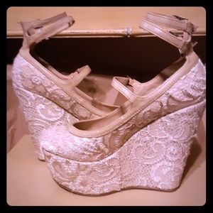 Wedge lace high heels
